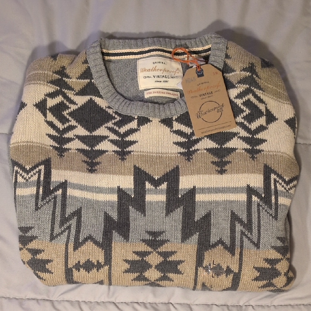 NWT Weatherproof L Gray Holiday Sweater